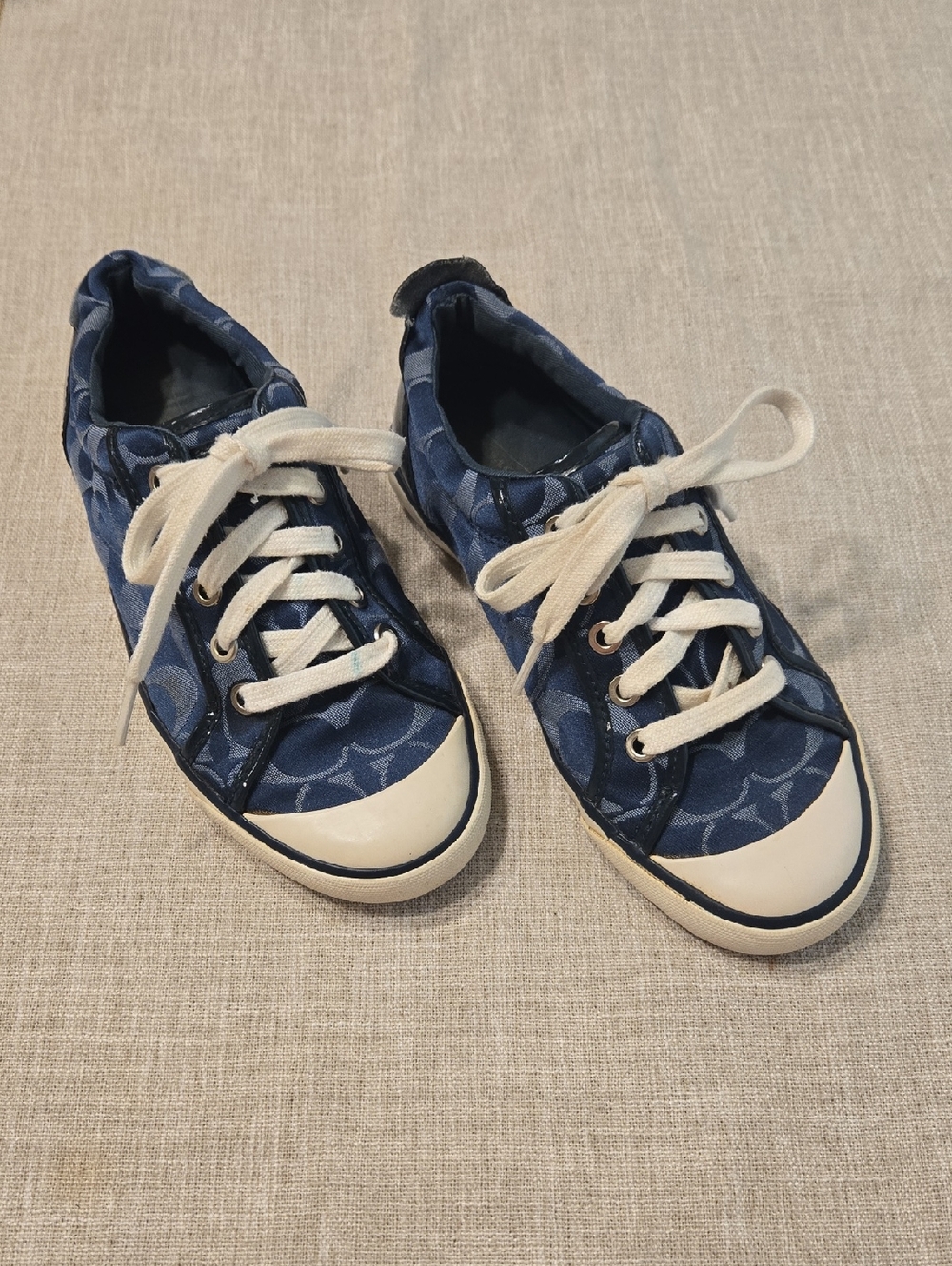 Coach Women's Barrett Sneakers Dark and Light Blue With Coach Logo